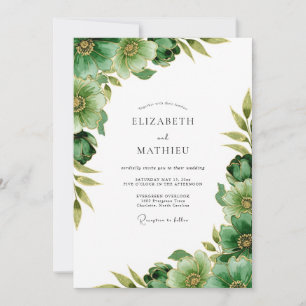 Invitation Mariage Botanique Tranquille Vert Émeraude