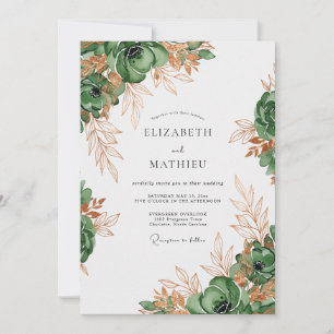 Invitation Mariage Botanique Vert Forêt Lustré