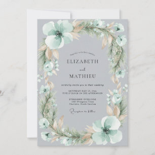 Invitation Mariage Botanique Vert Menthe Givré