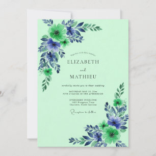Invitation Mariage Botanique Vert Menthe Immaculé