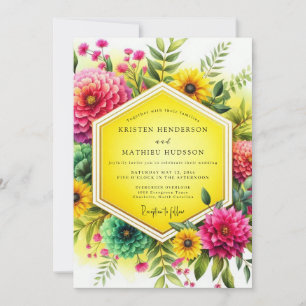 Invitation Mariage Botanique Vibrant aux Tons de Canari