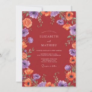 Invitation Mariage Botanique Vibrant Cramoisi