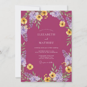Invitation Mariage Botanique Vibrant Magenta