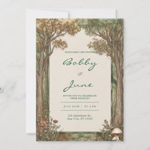 Invitation Mariage Botanique Vintage Champêtre aux Champignon