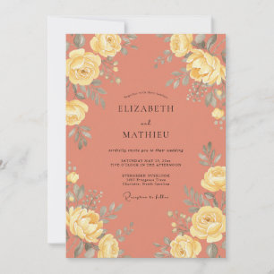 Invitation Mariage Botanique Vintage Saumon