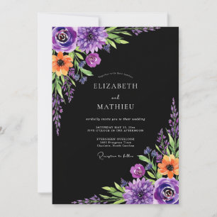 Invitation Mariage Botanique Violet et Sombre