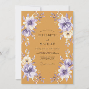 Invitation Mariage Botanique Violet Moutarde