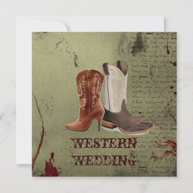Invitation mariage bottes de cowboy occidental (Devant)
