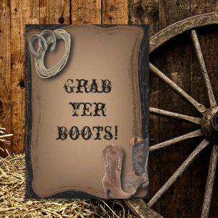 Invitation mariage bottes western cowboy