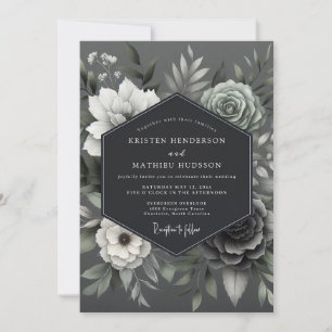Invitation Mariage Bouquet Monochrome de Cendre