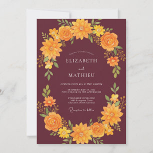 Invitation Mariage Bourdon Ochre Tournesol Eucalyptus