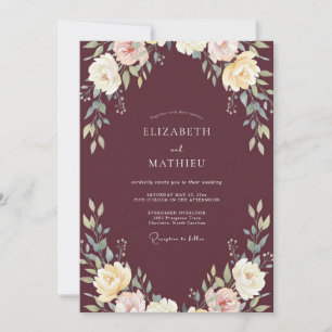 Invitation Mariage Bourguignon aux Ranunculus et Eucalyptus C
