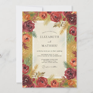 Invitation Mariage Bourguignon Ocbre Feuillage Gris Eucalyptu