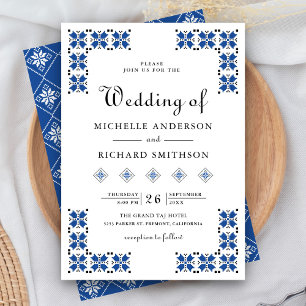 Invitation Mariage Broderie Ukrainienne Bleu et Noir