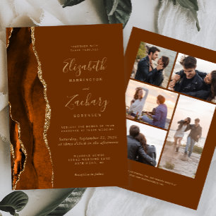 Invitation mariage Brown 5 Photo Burnt Orange Agate Nutmeg
