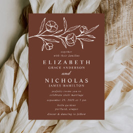 Invitation Mariage Brown floral esquissé