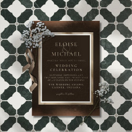 Invitation Mariage Brun Cuivre Rustique