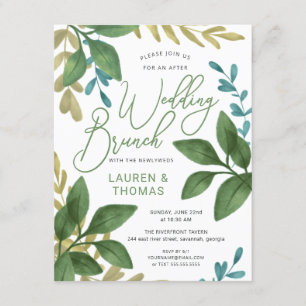 Invitation Mariage Brunch Aquarelle Tea Feuilles Foliage