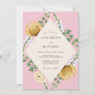 Invitation Mariage Bubblegum Protéa Lierre Eucalyptus