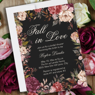 Invitation Mariage Burgundy Floral Noir Tombez Amoureux Enter