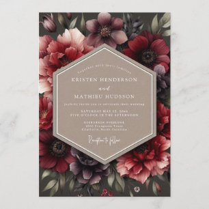 Invitation Mariage Burgundy Impasto Flora