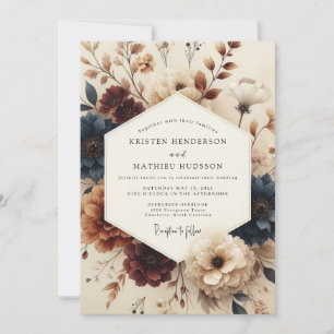 Invitation Mariage Burgundy Navy Chiaroscuro