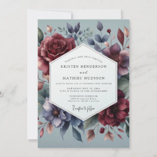Invitation Mariage Burgundy & Slate Moody Bloom