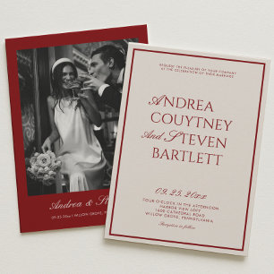 Invitation Mariage Burgundy Vieille Fortune Élégante