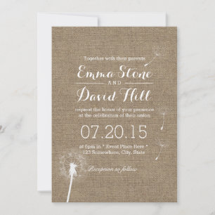 Invitation Mariage Burlap Dandelion Classé