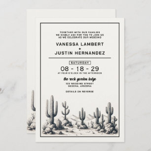 Invitation Mariage Cactus décontracté avec code QR