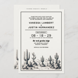 Invitation Mariage Cactus décontracté avec détails