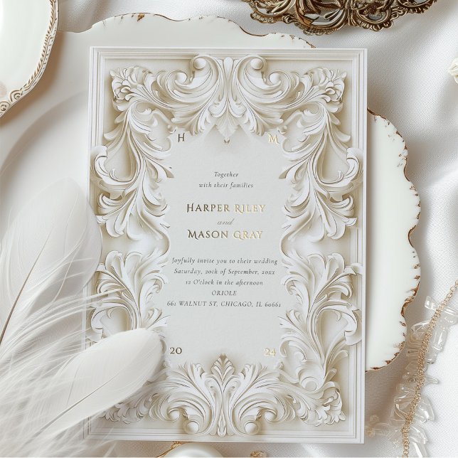 Invitation Mariage cadre d'élégance baroque (Créateur téléchargé)