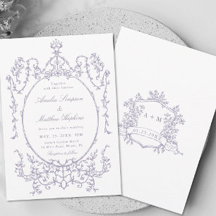 Invitation Mariage cadre floral classique lavande           