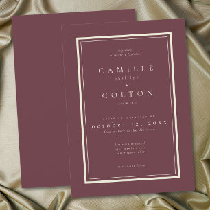 Invitation Mariage cadre minimaliste vin de Bourgogne