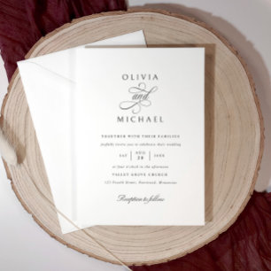 Invitation Mariage Calligraphié Classique Élégant Simple