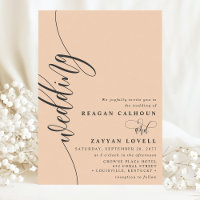 Mariage Calligraphie Élégante Couleur Pêche Douce