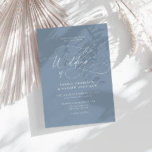 Mariage Calligraphie Élégante Poussiéreuse Bleue