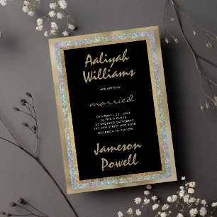 Invitation Mariage calligraphie manuscrite en or noir