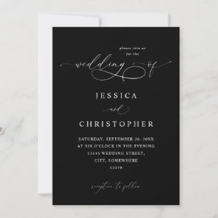 Invitation Mariage calligraphie moderne noir et blanc 3 - Noi