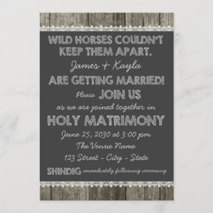 Invitation Mariage Campagnard à la Craie Rustique à l'Ancienn