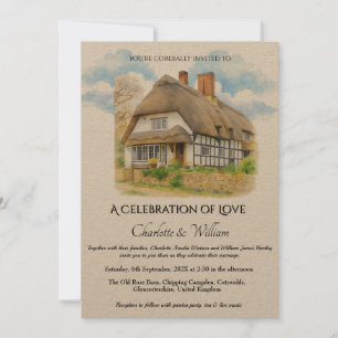 Invitation Mariage Campagnard Anglais Rustique Cottagecore 