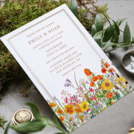 Invitation Mariage campagnard aux fleurs sauvages colorées