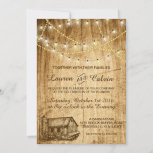 Invitation mariage campagnard avec Grange et Silo