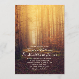 Invitation Mariage campagnard boisé d'automne de la forêt rus