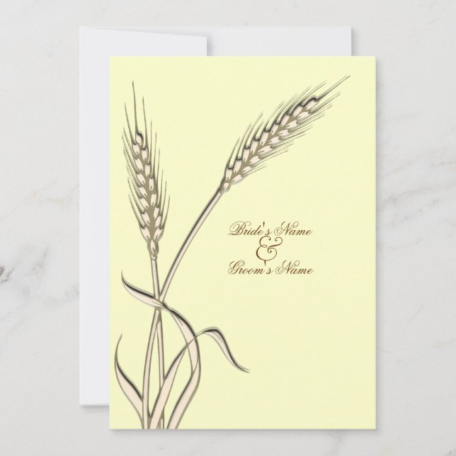 Invitation mariage campagnard de blé beige jaune (Devant)