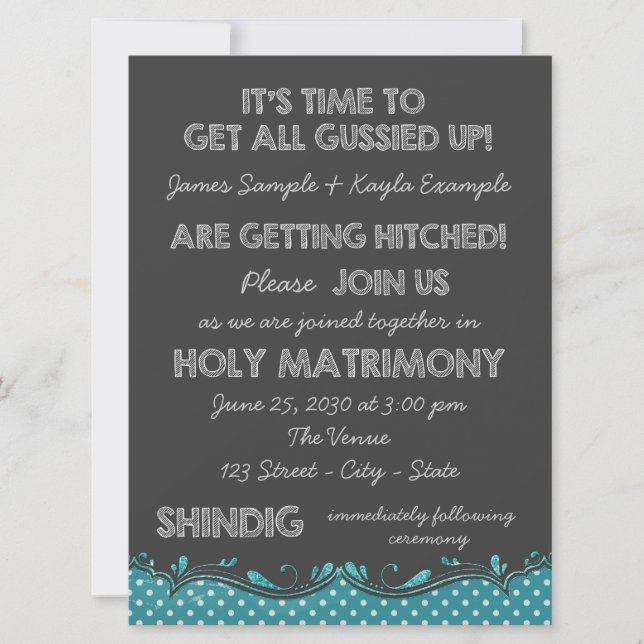 Invitation Mariage campagnard de charbon et de tableau noir T (Devant)