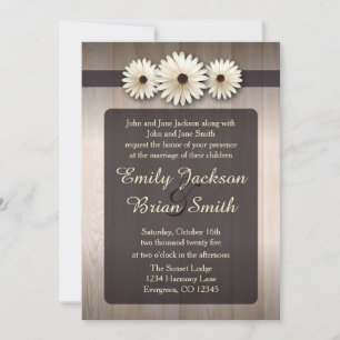 Invitation Mariage campagnard de fleur marguerite blanche
