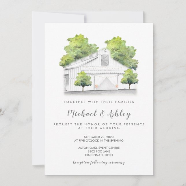 Invitation Mariage campagnard de grange rustique (Devant)