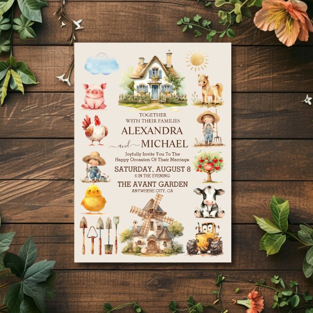 Invitation Mariage campagnard de la ferme de la ferme de cham (Créateur téléchargé)
