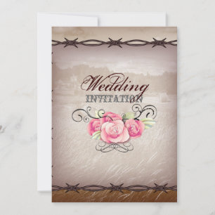 Invitation mariage campagnard de l'Ouest en fil barbelé